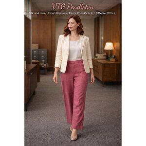 VTG Y2K Pendleton Silk and Linen Lined High-rise Pants Rose Pink Sz 18 Retro